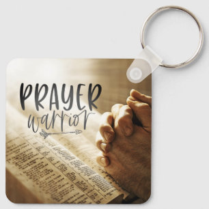 Porte-clés PRIÈRE GUERRIER Prête Mains sur la Bible ouverte
