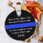 Porte-clés Prière Personnalisée Des Policiers De Ligne Bleue<br><div class="desc">La prière des policiers de la Ligne Bleue Mince - "Dieu, bénis nos policiers. Gardez-les en sécurité jour et nuit. Donnez-leur la force et le courage de faire respecter tout ce qui est juste." Parfait pour tous les policiers et agents de la force publique. Ces porte - clés de prières...</div>