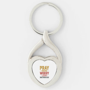 Porte-clés Priez Plus Inquiétez Moins Matthew 6_34 Conception