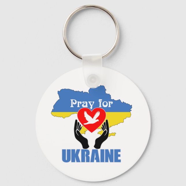 Porte-clés Priez pour l'Ukraine - Paix et Amour (Recto)