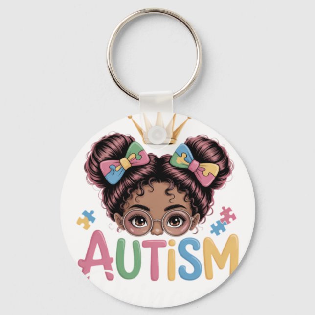 Porte-clés Princesse Autisme Filles Afro Fille Autisme Awa (Recto)