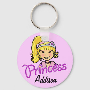 Porte-clés Princesse blonde cheveux violet nom porte - clé