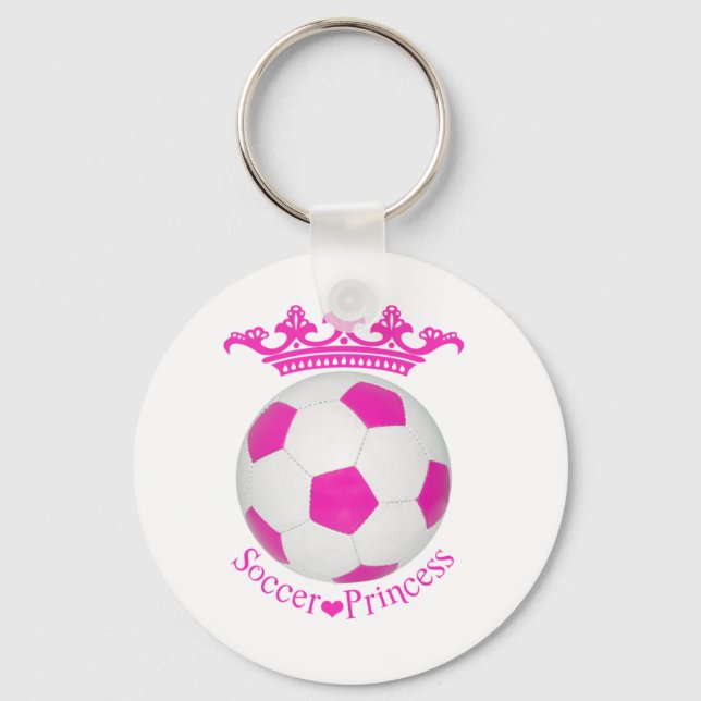 Porte-clés Princesse de football, balle de football rose (Recto)