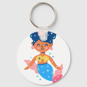 Porte-clés princesse de sirène souriante