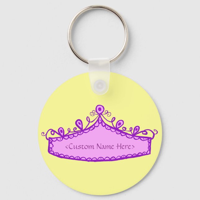 Porte-clés Princesse Tiara Couronne rose Nom personnalisé Por (Recto)