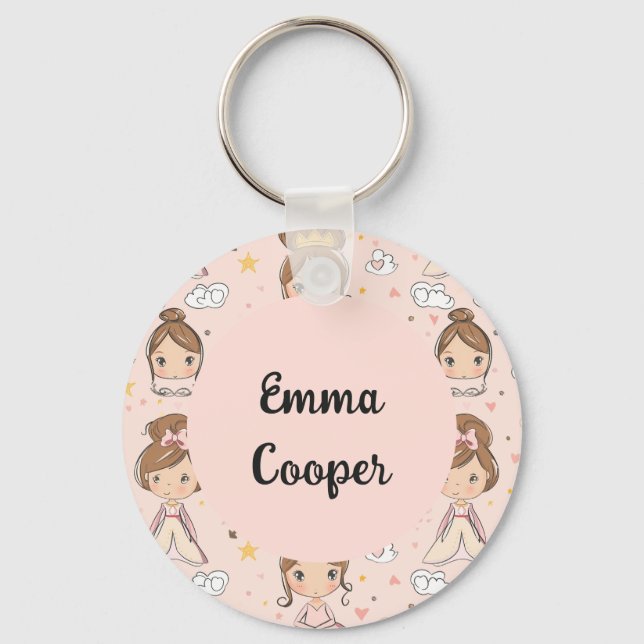 Porte-clés Princesses & Coeurs Pastels doux Enfants (Recto)