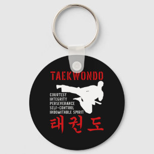 Porte-clés Principes du Taekwondo Coup de pied sauté Arts mar