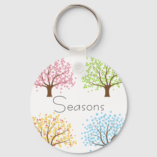 Porte-clés Printemps Été Automne Hiver Arbres Button Porte -  (Recto)