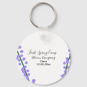 Porte-clés Printemps frais camping fleurs de lavande nom date