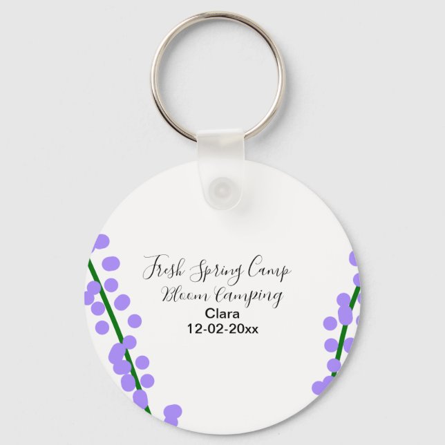 Porte-clés Printemps frais camping fleurs de lavande nom date (Recto)