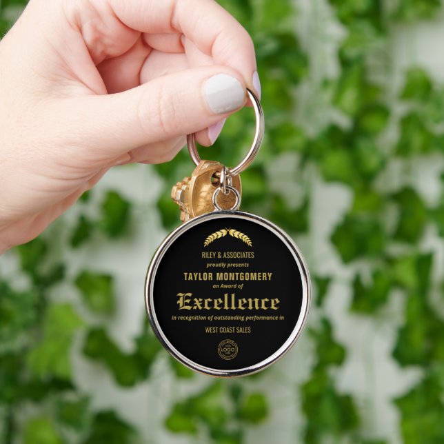 Porte-clés Prix d'excellence avec logo d'entreprise (Main)