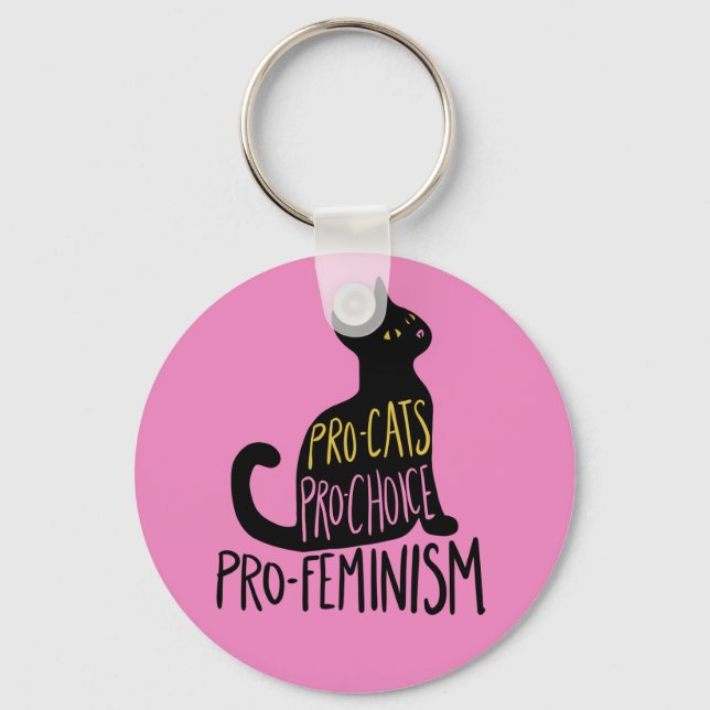Porte-clés Pro-chats pro-choix pro-féminisme chat noir (Recto)