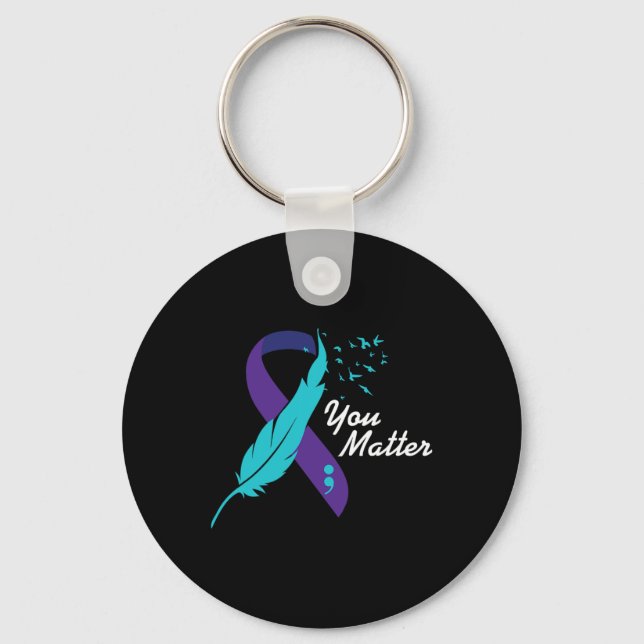 Porte-clés Problème Ruban Suicide Sensibilisation Santé menta (Recto)