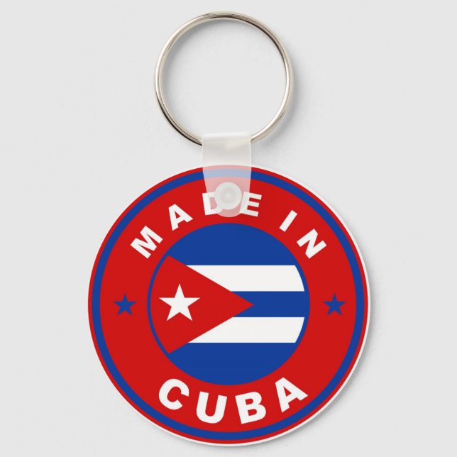 Porte-clés produit fabriqué à cuba drapeau étiquette rond (Recto)