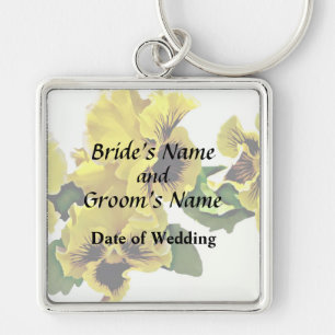 Porte-clés Produits de mariage aux pensées jaunes froufroutée