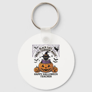 Porte-clés Prof Cat Halloween Citrouille Vintage Salle de Cla