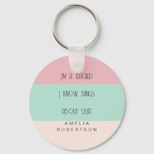 Porte-clés Prof colorblock personnalisé drôle 