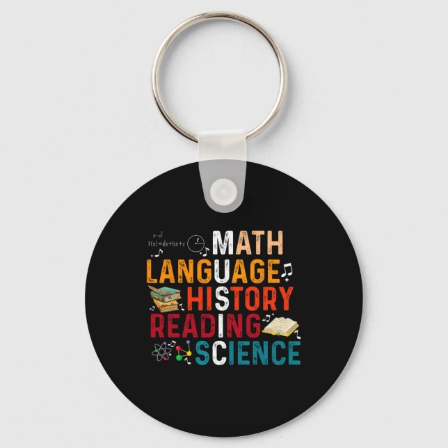 Porte-clés Professeur de mathématiques langue histoire lectur (Recto)