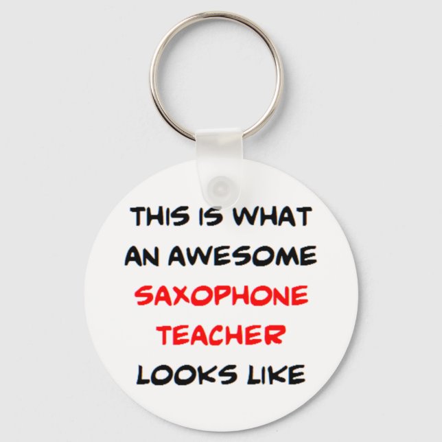 Porte-clés professeur de saxophone, génial (Recto)