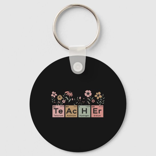 Porte-clés Professeur de sciences Tableau périodique Floral P (Recto)