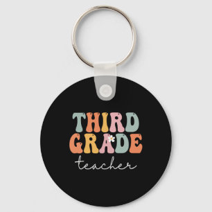 Porte-clés Professeur de troisième année Rétro Groovy Vintage