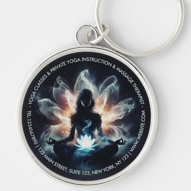 Porte-clés Professeur de Yoga Pose de Méditation Lotus Brumeu (Devant)