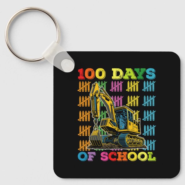 Porte-clés Professeur d'école Excavatrice 100 Jours d'école (Recto)