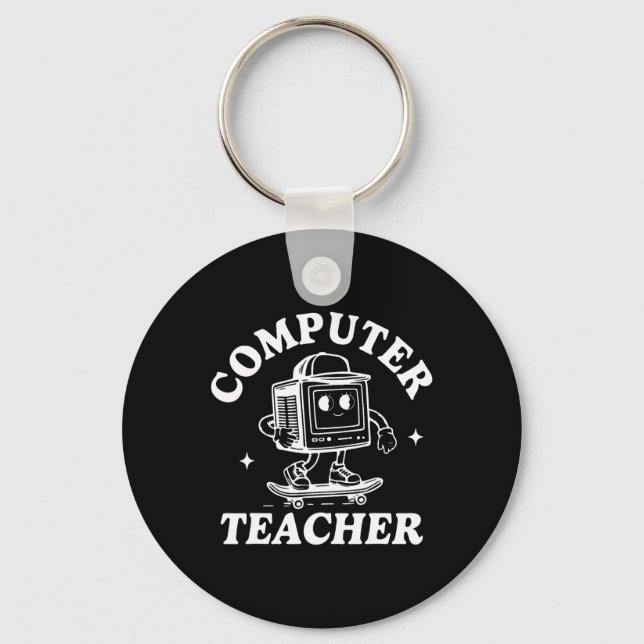 Porte-clés Professeur d'informatique Skateboard informatique  (Recto)