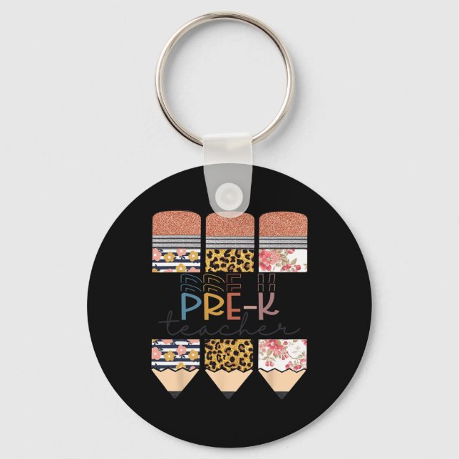 Porte-clés Professeur Fun Leopard Pencil Joyeux Premier Jour  (Recto)