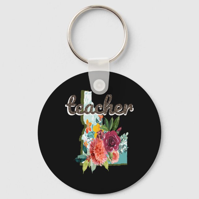 Porte-clés Professeur Idaho Aquarelle Fleur Mignonne Éducateu (Recto)
