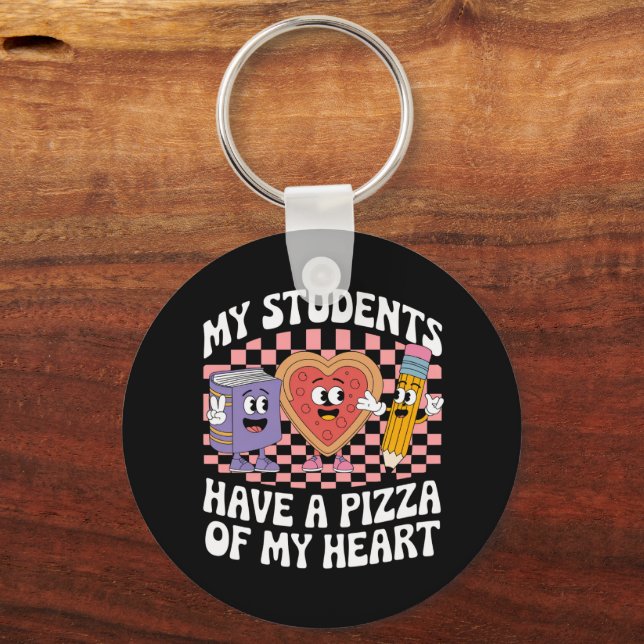 Porte-clés Professeur Mes élèves ont une pizza de mon cœur  (Recto)