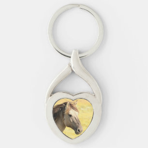 Porte-clés Profil du cheval beige