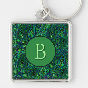 Porte-clés Profusion Paisley Vibrant Floral Bleu Vert