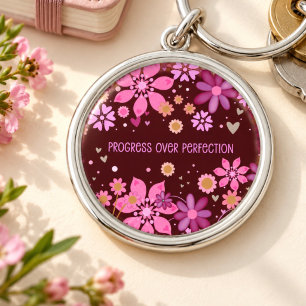 Porte-clés Progrès Plutôt que Perfection Inspirivité Florale