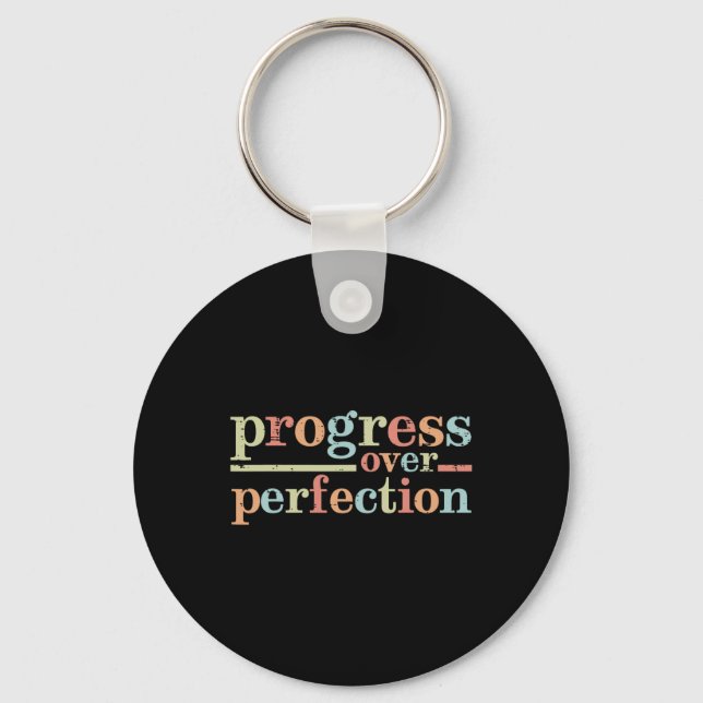Porte-clés Progrès Plutôt Que Perfection Prof Inspirant Homme (Recto)