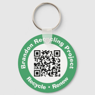 Porte-clés Projet de recyclage QR Code Recycle & Renouveler.