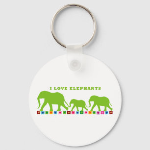 Porte-clés Promenade des éléphants verts