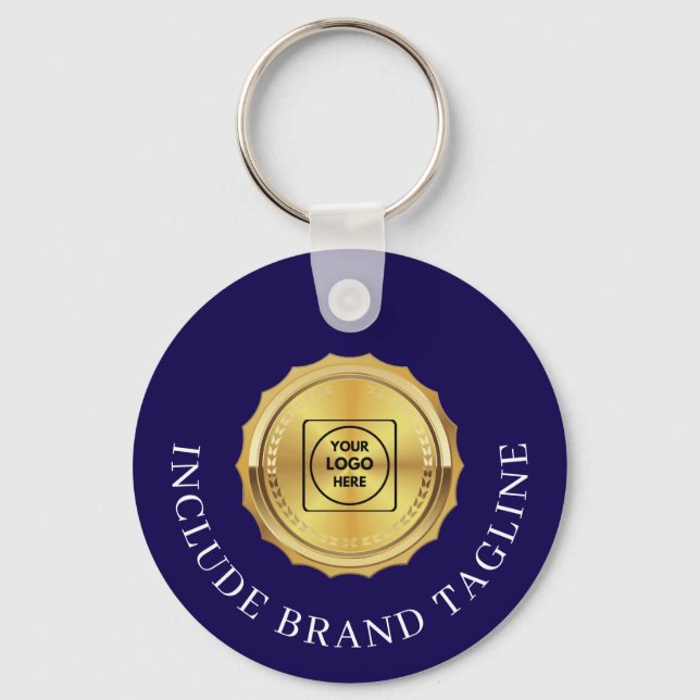 Porte-clés promo Logo Immobilier Or Navy (Recto)