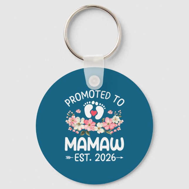 Porte-clés Promoted To Mamaw 2026 First Time Floral New Mamaw (Recto)