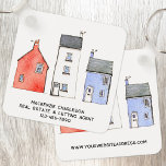 Porte-clés Promotion de l'agent immobilier Watercolor House<br><div class="desc">Doté d'une aquarelle originale représentant des maisons. Faites la promotion de votre entreprise d'agent immobilier ou de louage avec un cadeau de chauffage domestique pour vos clients et clients lorsqu'ils déménagent dans leur nouvelle maison. Modifiez le texte pour customiser. Art original de Nic Squirrell.</div>