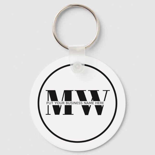 Porte-clés Promotional Black & White Business Monogram Logo (Recto)
