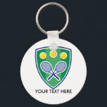 Porte-clés Promotional keychain gift for tennis club<br><div class="desc">Promotional keychain gift for tennis club. Custom key chain for kids and adults. Add your own name or sports quote. Personal and customizable tennis team gifts for men ,  women,  boys,  girls,  dad,  mom,  coach,  trainer,  baby,  infant,  toddler. Add your tennis league or club name.</div>