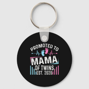 Porte-clés Promu Maman De Jumeaux Est 2026 Baby Shower Vin
