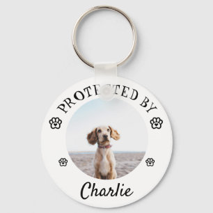 Porte-clés Protégé par un chien - Motif d'empreinte de patte
