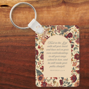 Porte-clés Proverbes 3:5–6 Ayez confiance dans le Seigneur Fl