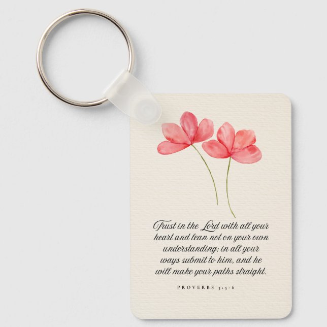 Porte-clés Proverbes 3:5–6 Fleurs roses Confiance dans le Sei (Recto)