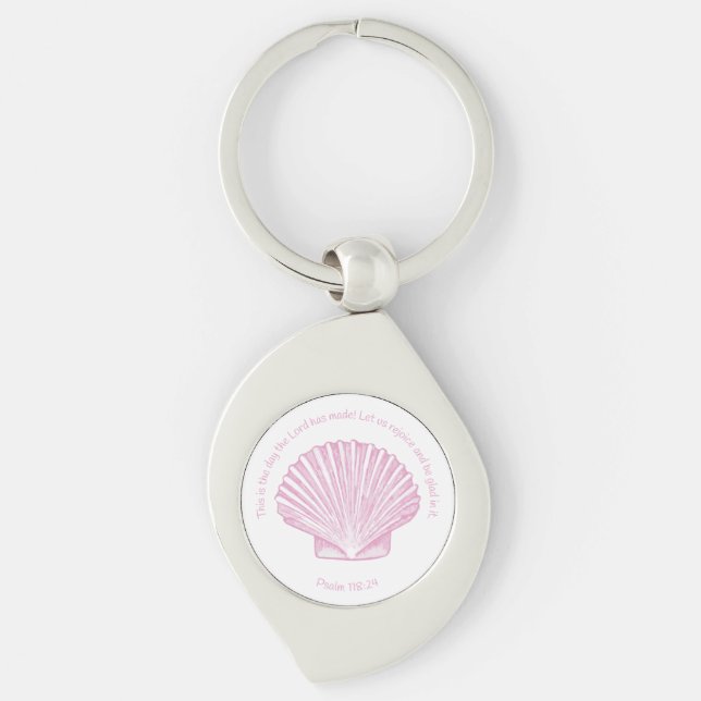 Porte-clés Psalm 118:24 This is the Day with Seashell (Devant)