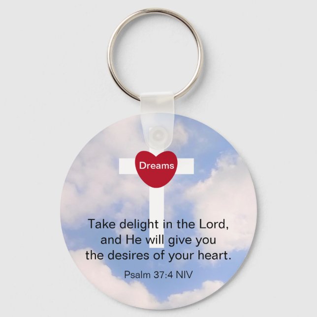 Porte-clés Psaume 37:4 Prenez plaisir dans le ciel bleu du Se (Recto)