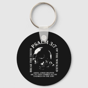 Porte-clés Psaume 3_7 crâne vintage chrétien biblique religie