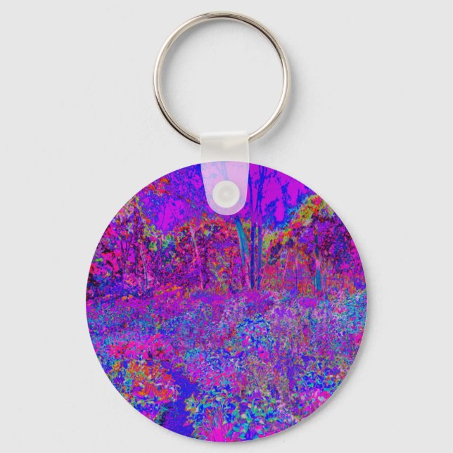 Porte-clés Psychédélique Impressionniste Paysage Violet (Recto)